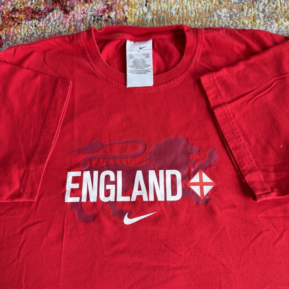 Vintage Y2K Nike England Rooney #9 Soccer T-Shirt Mens L Red World Cup Euro